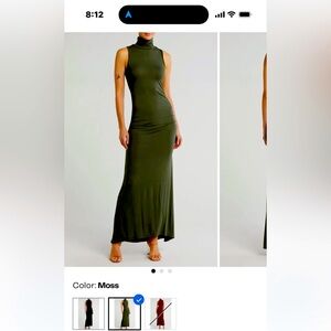 NWOT  Nordstrom GoCouture moss Green turtleneck sleeveless dress